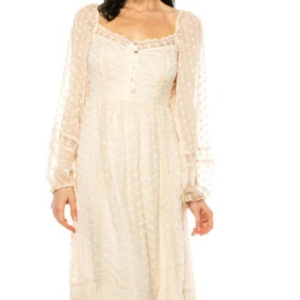 A Collective Story Cream Lace Midi Dress XS Cottagecore Fairycore Romantic